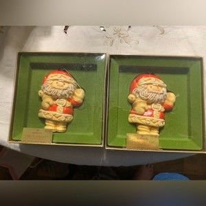 1976 Vintage Hallmark Tree Trimmer Santa Ornaments Set of 2 Cookie Santa